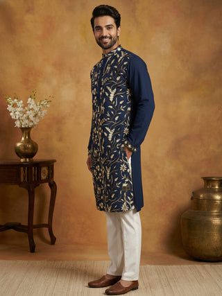 Silk Blend Designer Embroidered Kurta Set
