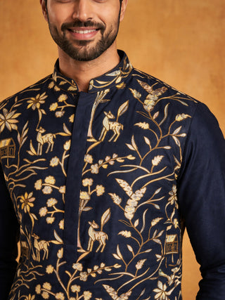 Silk Blend Designer Embroidered Kurta Set