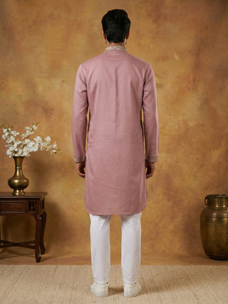 Silk Blend Designer Embroidered Kurta Set