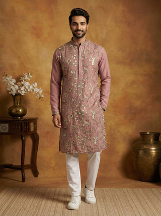 Silk Blend Designer Embroidered Kurta Set