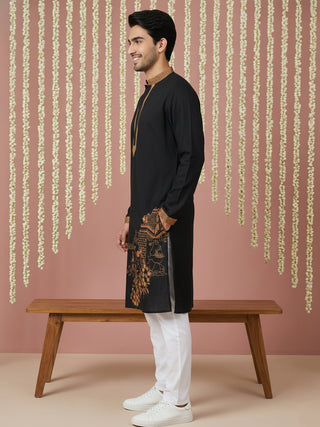 Men Embroidered Silk Blend Kurta Set