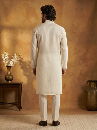 Men Embroidered Silk Blend Kurta Set