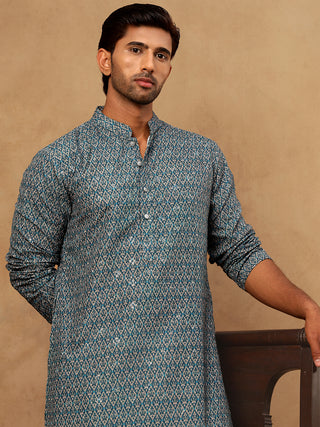 Cotton Blend Ethnic Printed Kurta Pyjama Set
