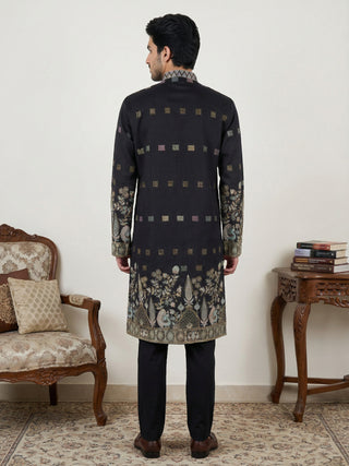 Men Silk Blend Embroidered Kurta Pyjama Set