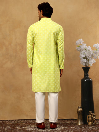 Classic Ethnic Print Cotton Blend Kurta Pyjama Set