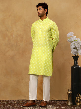 Classic Ethnic Print Cotton Blend Kurta Pyjama Set