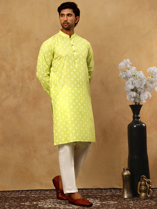 Classic Ethnic Print Cotton Blend Kurta Pyjama Set