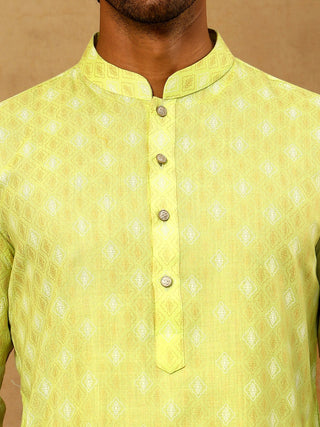 Classic Ethnic Print Cotton Blend Kurta Pyjama Set