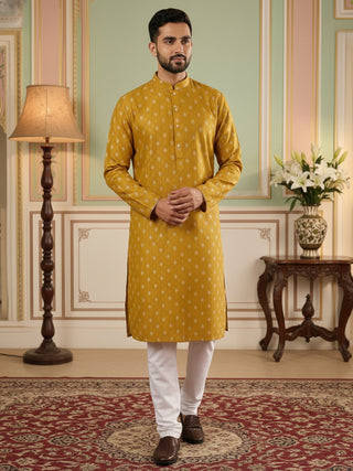 Classic Ethnic Print Cotton Blend Kurta Pyjama Set