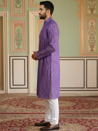 Classic Ethnic Print Cotton Blend Kurta Pyjama Set