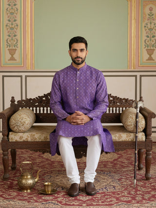 Classic Ethnic Print Cotton Blend Kurta Pyjama Set