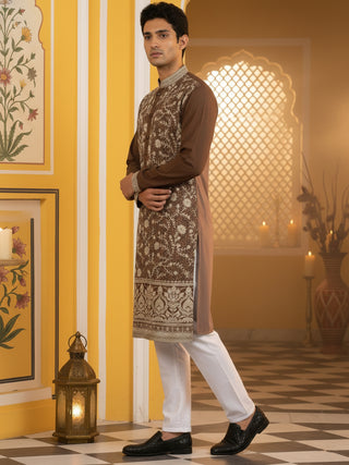 Classic Silk Blend Embroidered Kurta Pyjama