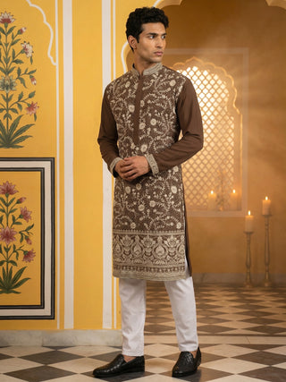 Classic Silk Blend Embroidered Kurta Pyjama