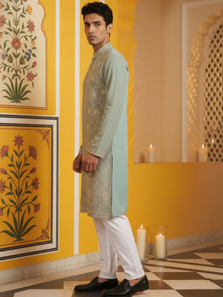 Classic Silk Blend Embroidered Kurta Pyjama