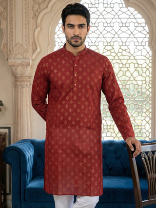 Classic Cotton Blend Foil Print Kurta Set