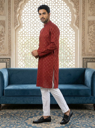 Classic Cotton Blend Foil Print Kurta Set