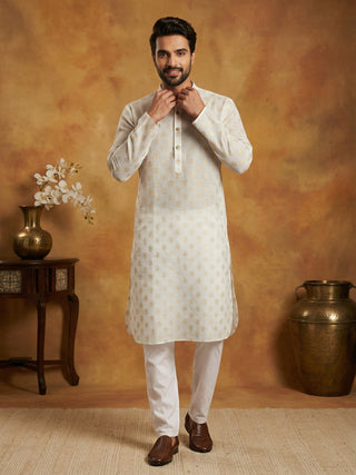 Classic Cotton Blend Foil Print Kurta Set