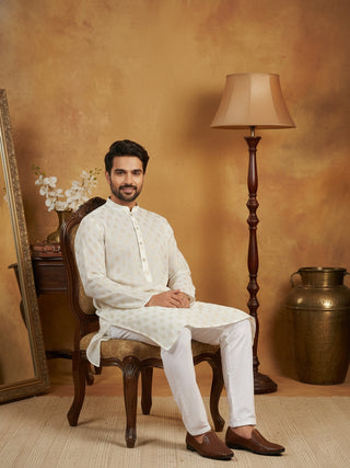 Classic Cotton Blend Foil Print Kurta Set