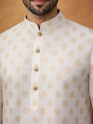 Classic Cotton Blend Foil Print Kurta Set