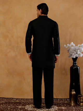 Silk Blend Embroidered Kurta With Korean Pants