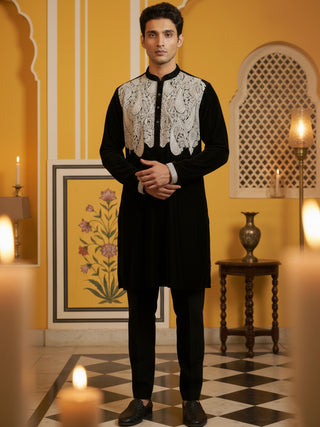 Silk Blend Embroidered Kurta Pyjama Set