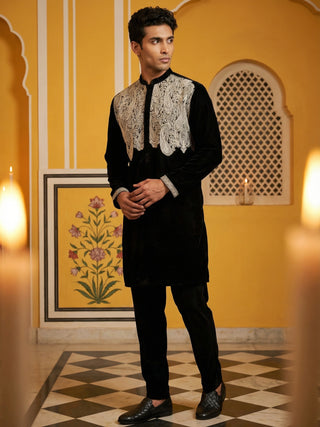 Silk Blend Embroidered Kurta Pyjama Set
