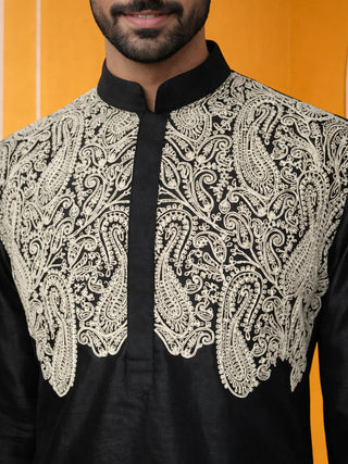 Silk Blend Embroidered Kurta Pyjama Set