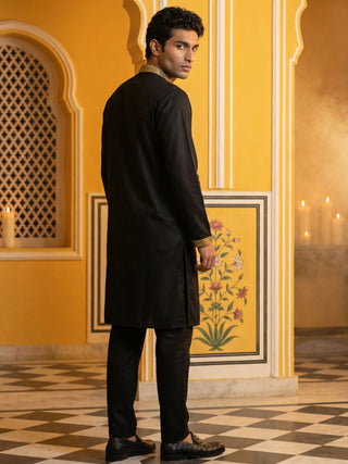 Men Embroidered Silk Blend Kurta Set