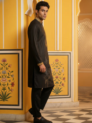 Men Embroidered Silk Blend Kurta Set