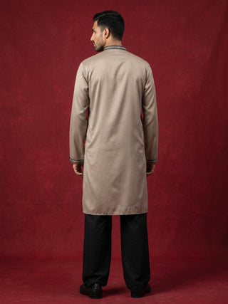 Men Embroidered Silk Blend Kurta with Korean Pants