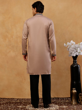 Men Embroidered Silk Blend Kurta with Korean Pants