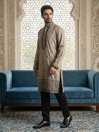 Men Embroidered Silk Blend Kurta Set