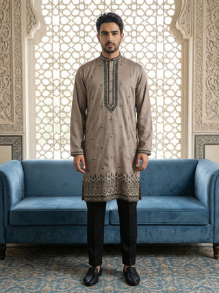Men Embroidered Silk Blend Kurta Set
