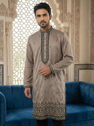 Men Embroidered Silk Blend Kurta Set