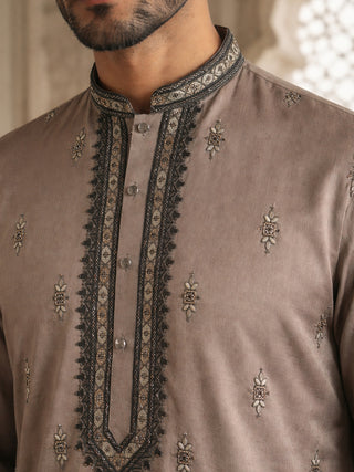 Men Embroidered Silk Blend Kurta Set