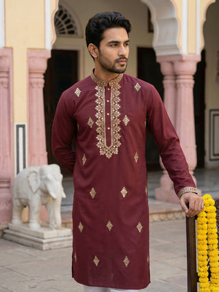 Men Japanese Fabric Embroidered Kurta Set