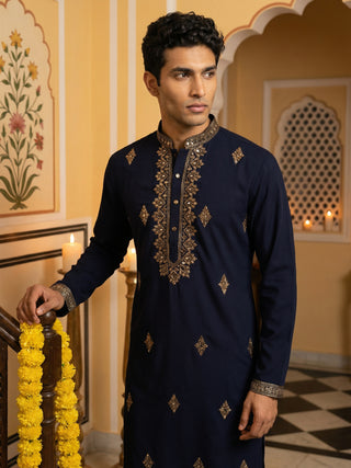 Men Japanese Fabric Embroidered Kurta Set