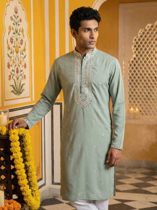 Men Japanese Fabric Embroidered Kurta Set