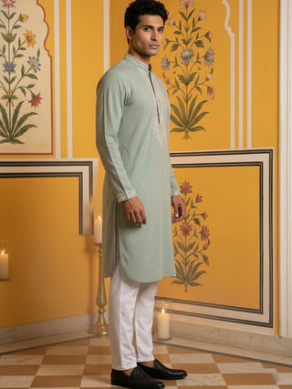 Men Japanese Fabric Embroidered Kurta Set