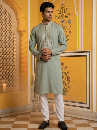 Men Japanese Fabric Embroidered Kurta Set
