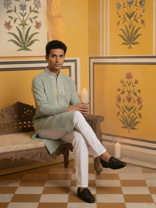 Men Japanese Fabric Embroidered Kurta Set