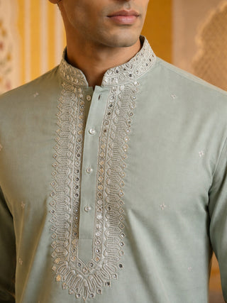 Men Japanese Fabric Embroidered Kurta Set