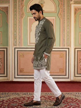 Men Japanese Fabric Embroidered Kurta Set