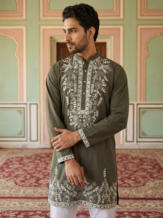 Men Japanese Fabric Embroidered Kurta Set