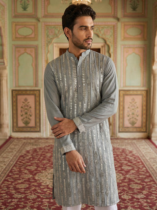 Modern Ethnic Silk Blend Kurta Pyjama Set