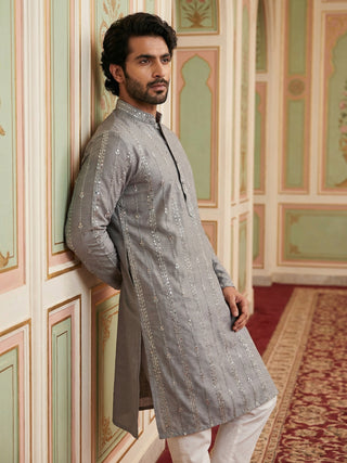 Modern Ethnic Silk Blend Kurta Pyjama Set