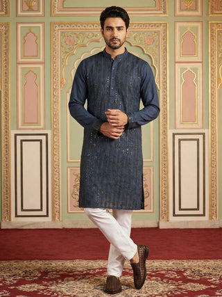 Modern Ethnic Silk Blend Kurta Pyjama Set