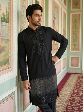 Japanese Cotton Blend Embroidered Kurta Set