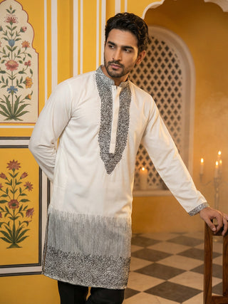 Japanese Cotton Blend Embroidered Kurta Set