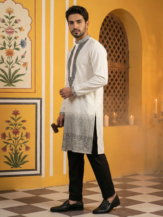 Japanese Cotton Blend Embroidered Kurta Set